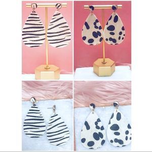 Genuine Leather Cowhide Teardrop Earrings